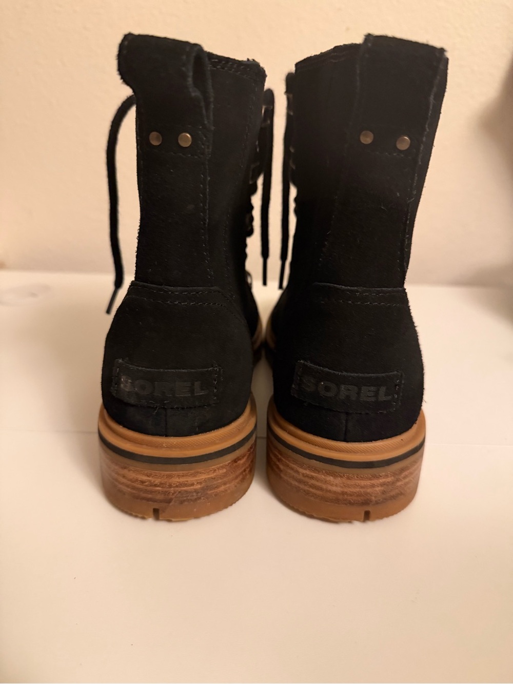 SOREL Women's Lennox Lace Waterproof Boots Black Suede Leather Size 7.5 - Picture 4 of 8
